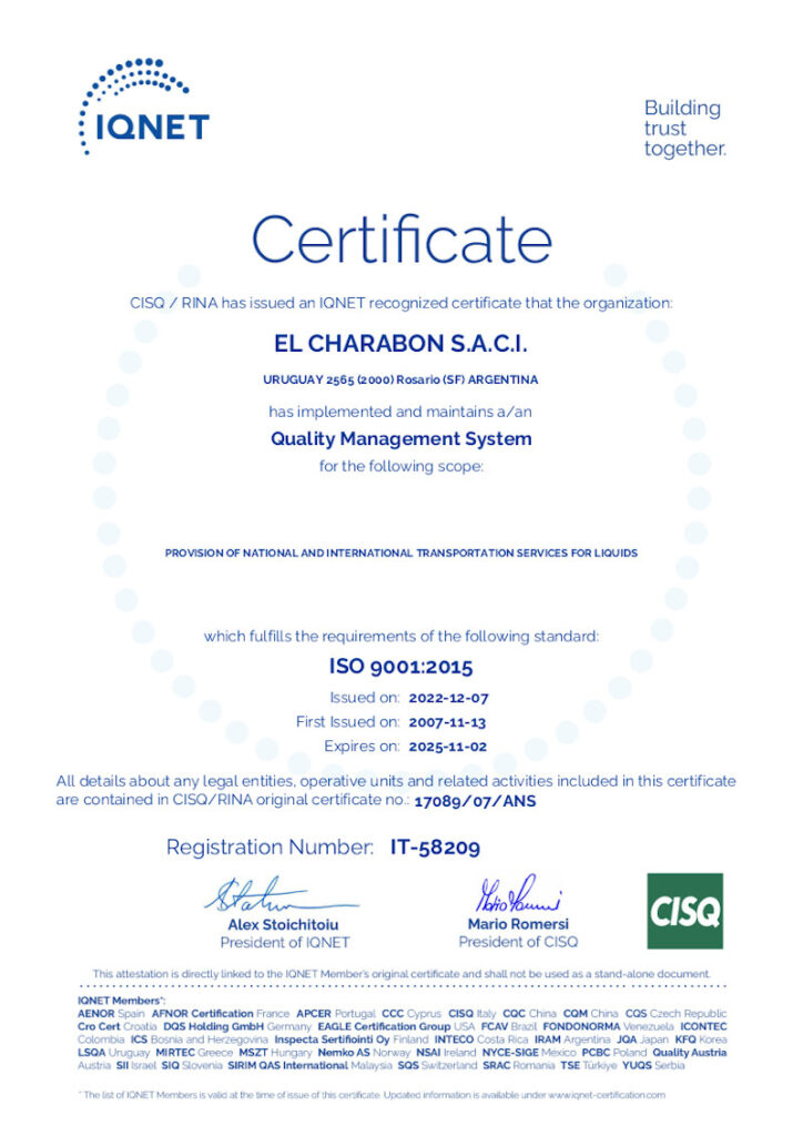 Certificado ISO:9001 IQNet